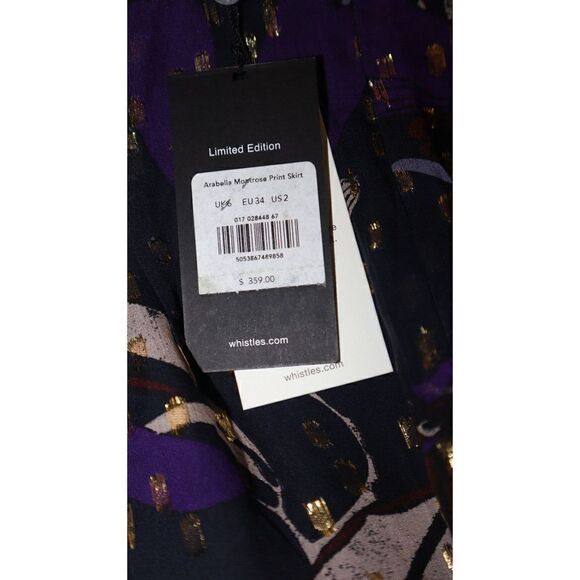 Whistles Women's Sz 2 Purple Arabella Montrose Floral Print Silk Skirt $359 - Picture 4 of 15